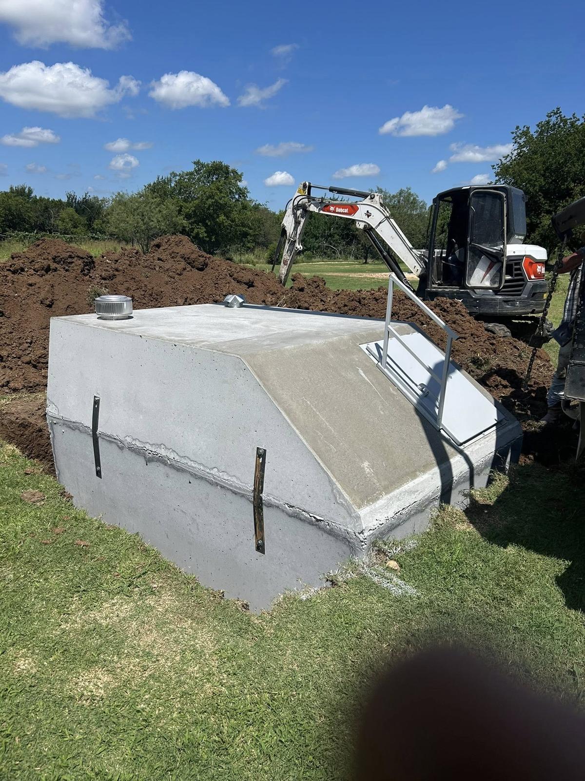 Storm shelter being seated and sealed